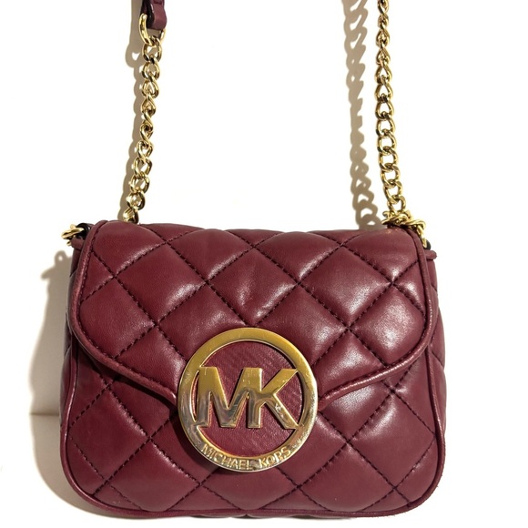 Michael Kors burgundy  and Gold Quilted Crossbody Bag - Picture 5 of 9